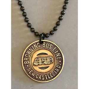 1940's Browning Bus Line New Castle, IND. Brass Token Pendant. Wear History!